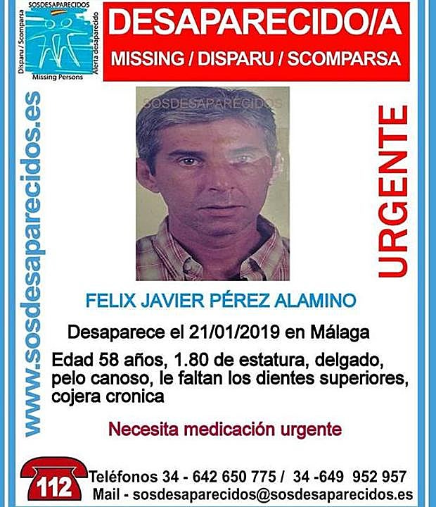 Sigue la búsqueda del hombre de 58 años desaparecido el sábado en Málaga