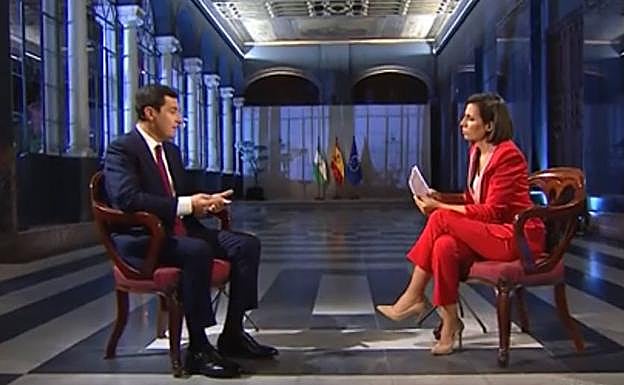 Juanma Moreno, durante en la entrevista conAna Pastor en La Sexta. 