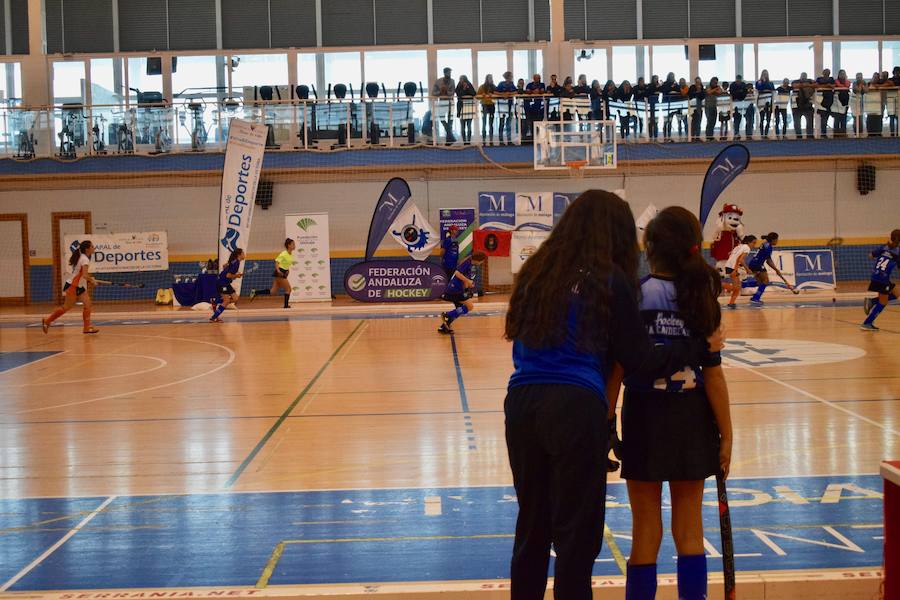 El C.D. La Candelaria Hockey femenino se hizo el pasado domingo con la victoria del Campeonato Andaluz de Hockey Sala en categoría alevín. Una apasionante final que tuvo al público entregado en todo momento. A un minuto de que terminara el partido La Candelaria empató a tres puntos con San Fermando y tuvieron que resolver la final a penaltis. El equipo también se llevó el trofeo a mejor jugadora y jugadora más goleadora.