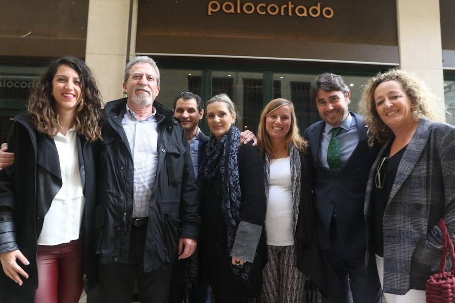Lourdes Aguilera, Andrés Aguilera, Javier Padilla, Cristina Joda, Paloma Merino, Carlos Cabello y Eva Martos en el primer aniversario de Palocortado.