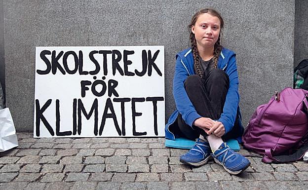 Greta Thunberg, durante una de sus protestas. 