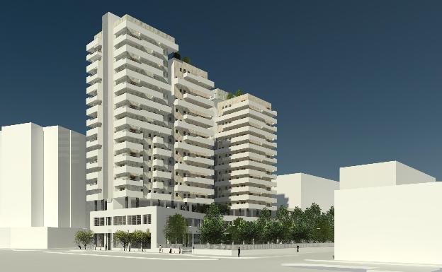 Dos torres de pisos de 60 metros y una zona verde ocuparán los suelos de Flex en la avenida de Velázquez