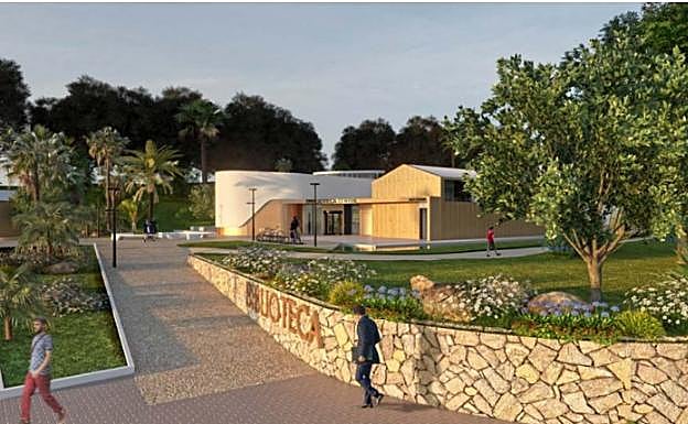 Acceso diseñado para la nueva biblioteca central. 