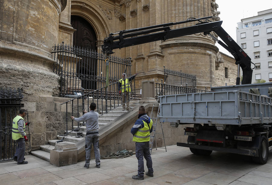 La reja será restaurada por la empresa Chapitel en Antequera y reubicada en su misma posición cuando pase la Semana Santa