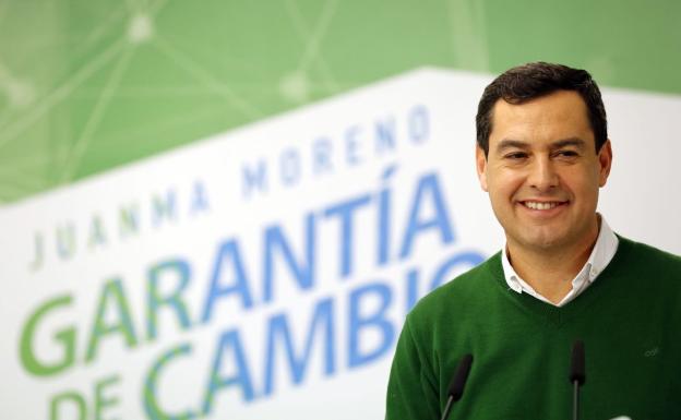 Moreno en un acto de campaña con el lema elegido.