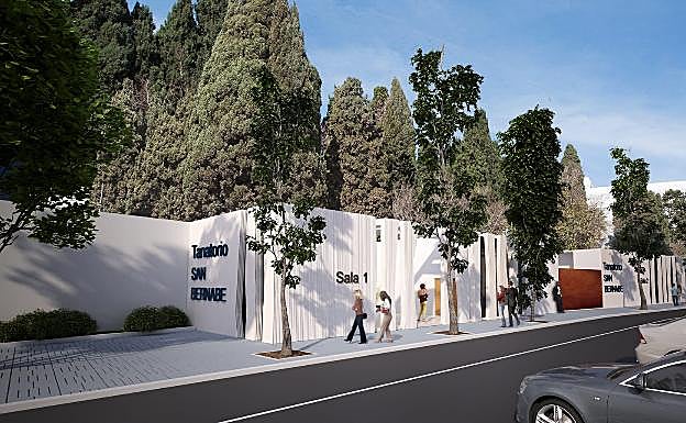 Recreación de la fachada del nuevo tanatorio de San Bernabé. 