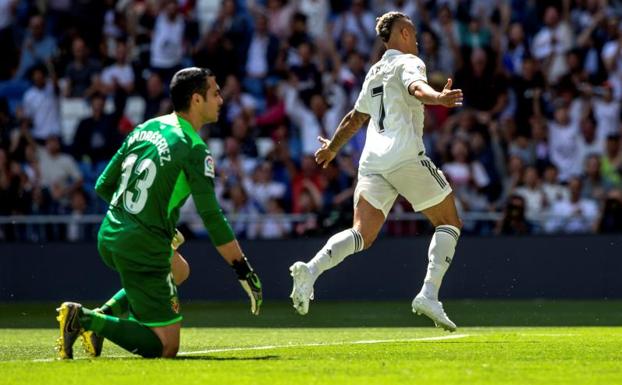 Mariano celebra el primer gol anotado ante el Villarreal.