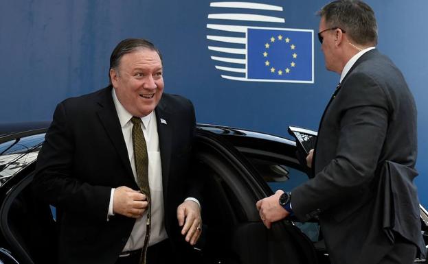 El secretario de Estado de EE UU, Mike Pompeo, a su llegada este lunes a la sede de la UE en Bruselas.