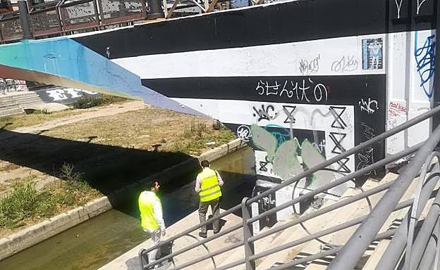 Técnicos supervisan el puente, que permanece cerrado.