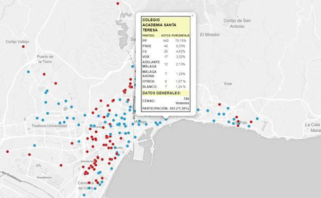 Así votaron colegio a colegio los malagueños en la capital en las pasadas elecciones municipales