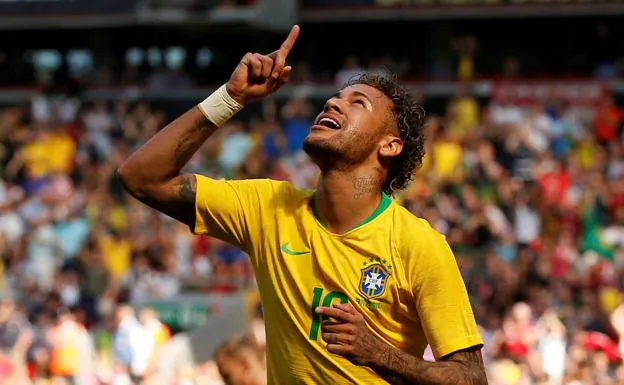 Neymar celebra su gol ante Croacia. 