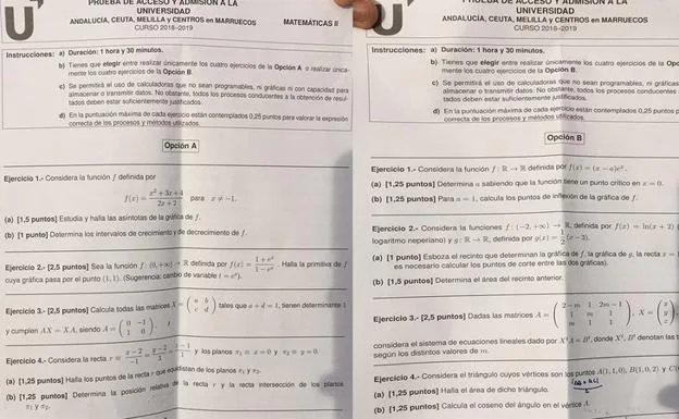 Examen de Matemáticas de Selectividad