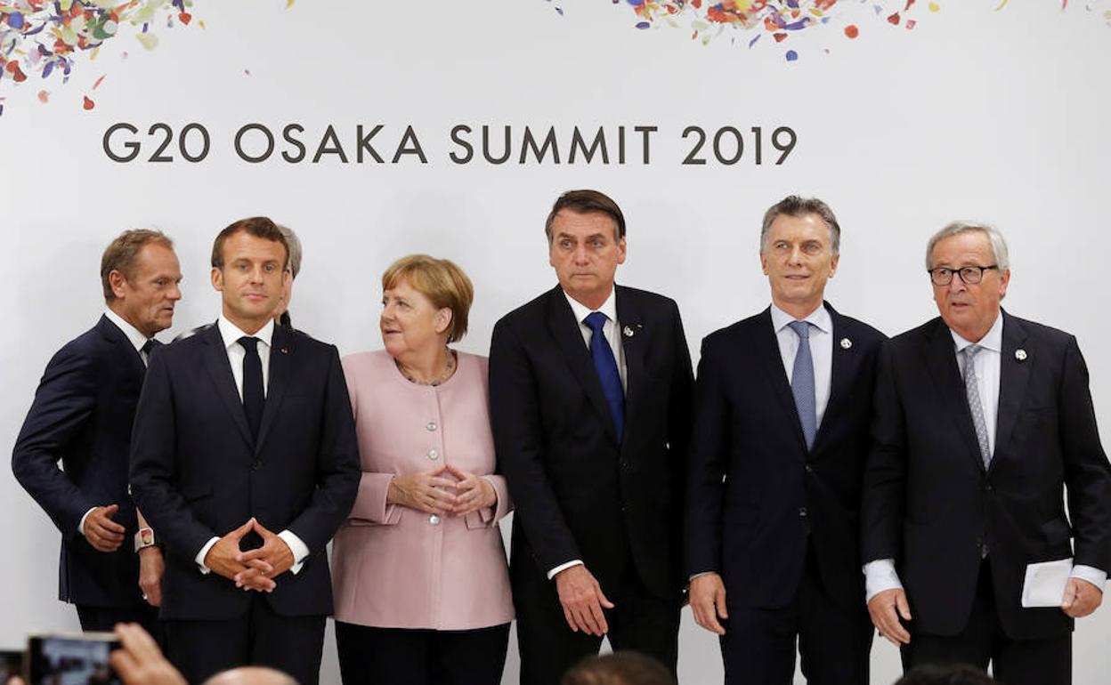 Los líderes europeos y de Mercosur, hoy en el G-20. 