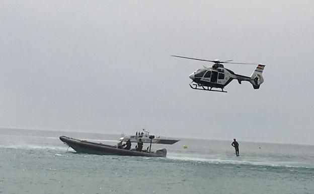 Uno de los aviones en el entrenamiento. 