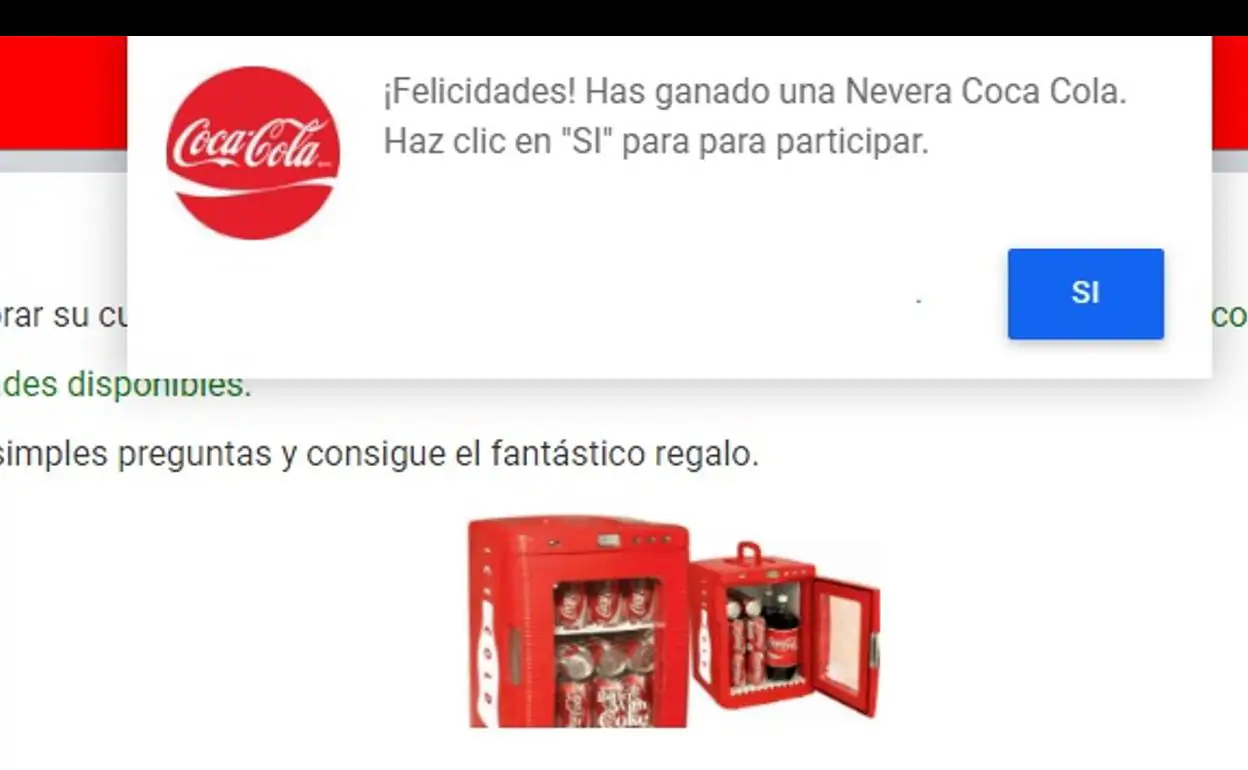 El bulo de la nevera gratuita de edición limitada de Coca Cola