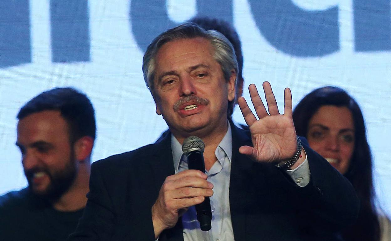 El candidato a la presidencia de Argentina Alberto Fernández, durante un mitin.