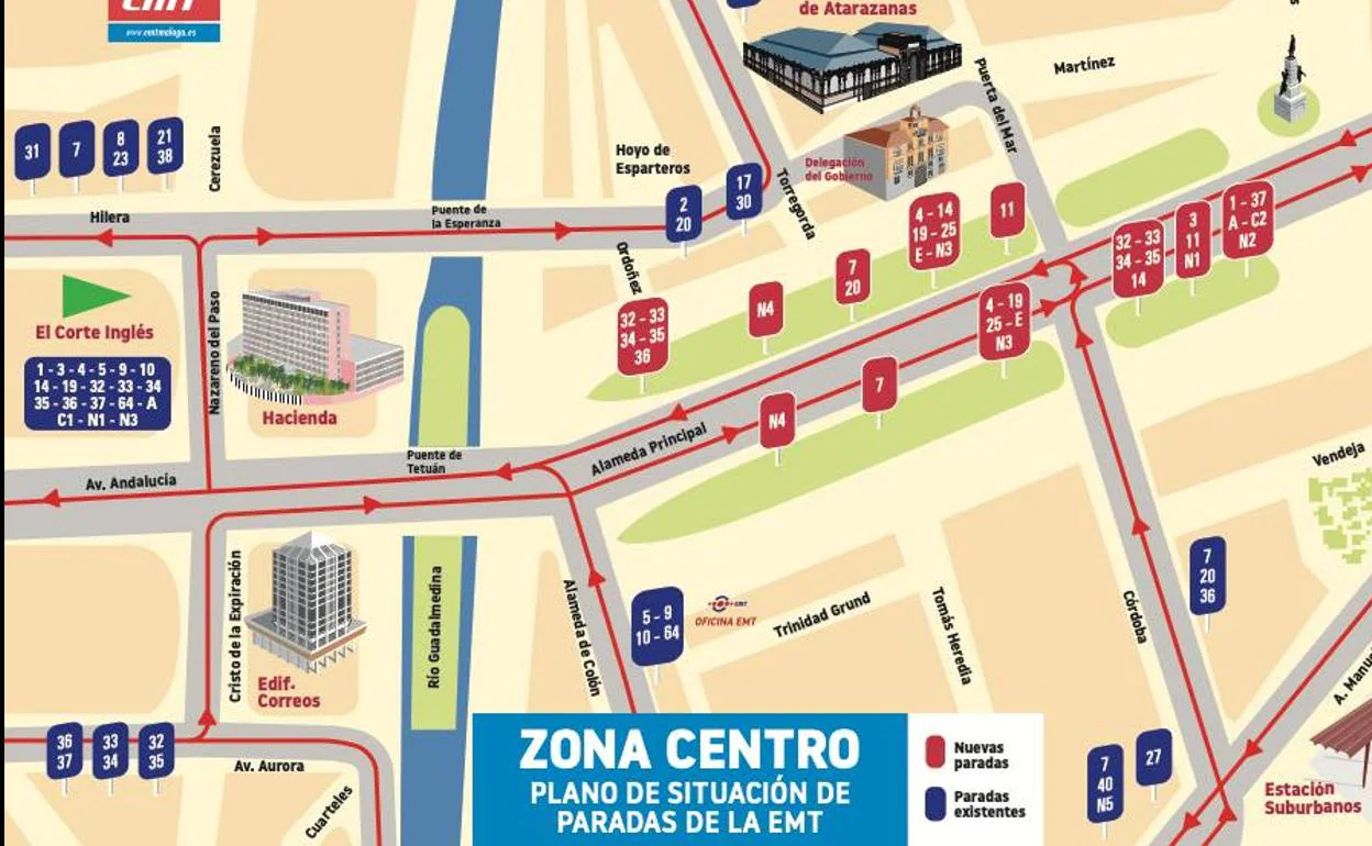 Entran en funcionamiento las nuevas paradas de la EMT en la Alameda Principal