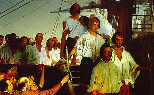 Museo Naval de Madrid. El regreso de Juan Sebastián de Elcano a Sevilla.