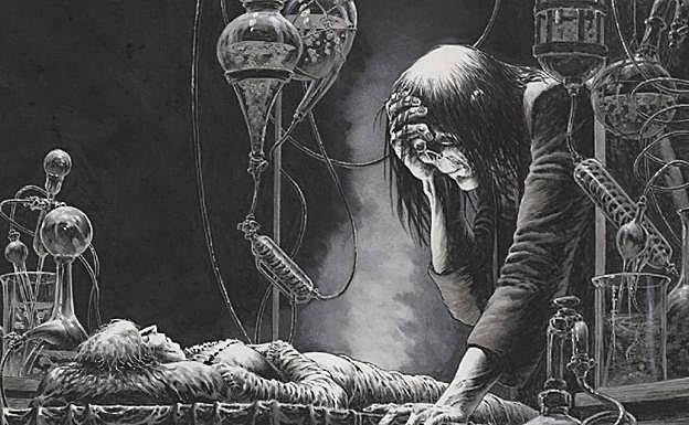 Ilustración interior del cómic realizada por Bernie Wrightson.