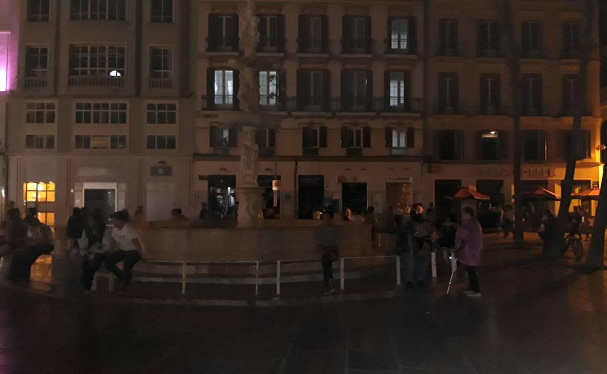 La plaza de la Constitución, sin luz esta noche. 