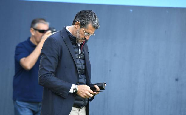 Caminero, ayer durante el entrenamiento del Málaga 