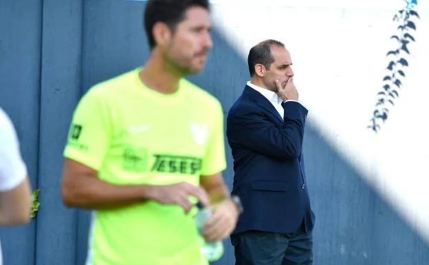 Richard Shaheen, en el entrenamiento del Málaga