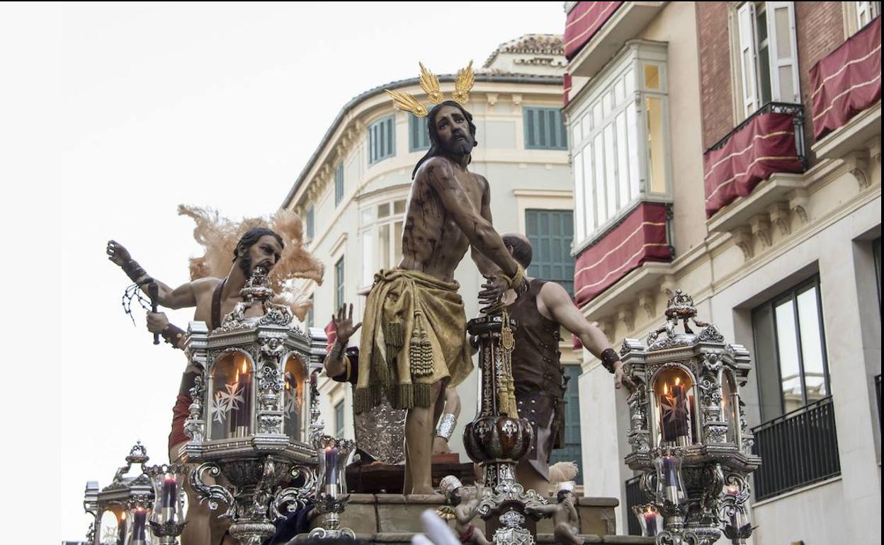 El Cristo de Azotes y Columna, en su salida procesional del Miércoles Santo. 