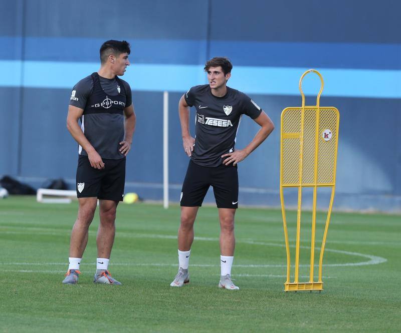 Sesión de trabajo del Málaga tras su victoria ante el Oviedo. 