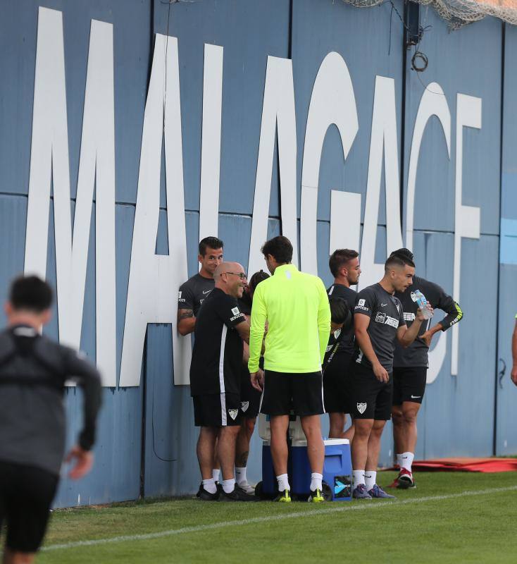 Sesión de trabajo del Málaga tras su victoria ante el Oviedo. 