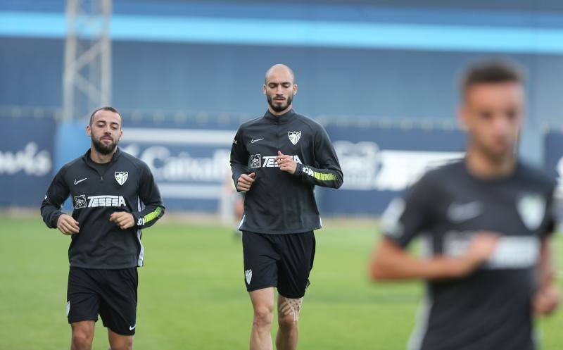 Sesión de trabajo del Málaga tras su victoria ante el Oviedo. 