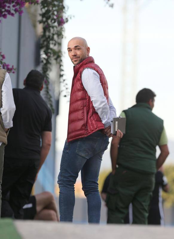 Sesión de trabajo del Málaga tras su victoria ante el Oviedo. 