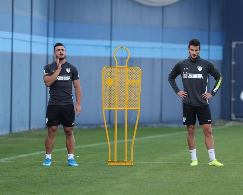 Sesión de trabajo del Málaga tras su victoria ante el Oviedo. 