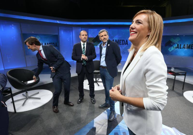 Ignacio López (PSOE), Guillermo Díaz (Cs), Pablo Montesinos (PP), Alberto Garzón (Unidas Podemos) y Patricia Rueda (Vox) participan en un debate de SUR y 101TV