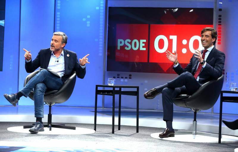 Ignacio López (PSOE), Guillermo Díaz (Cs), Pablo Montesinos (PP), Alberto Garzón (Unidas Podemos) y Patricia Rueda (Vox) participan en un debate de SUR y 101TV