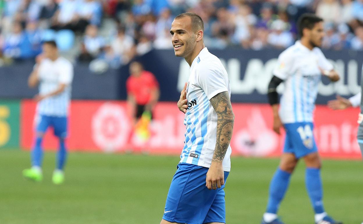 Sandro Ramírez, en su último partido como jugador del Málaga y tras el cual comenzó su mala racha anotadora.