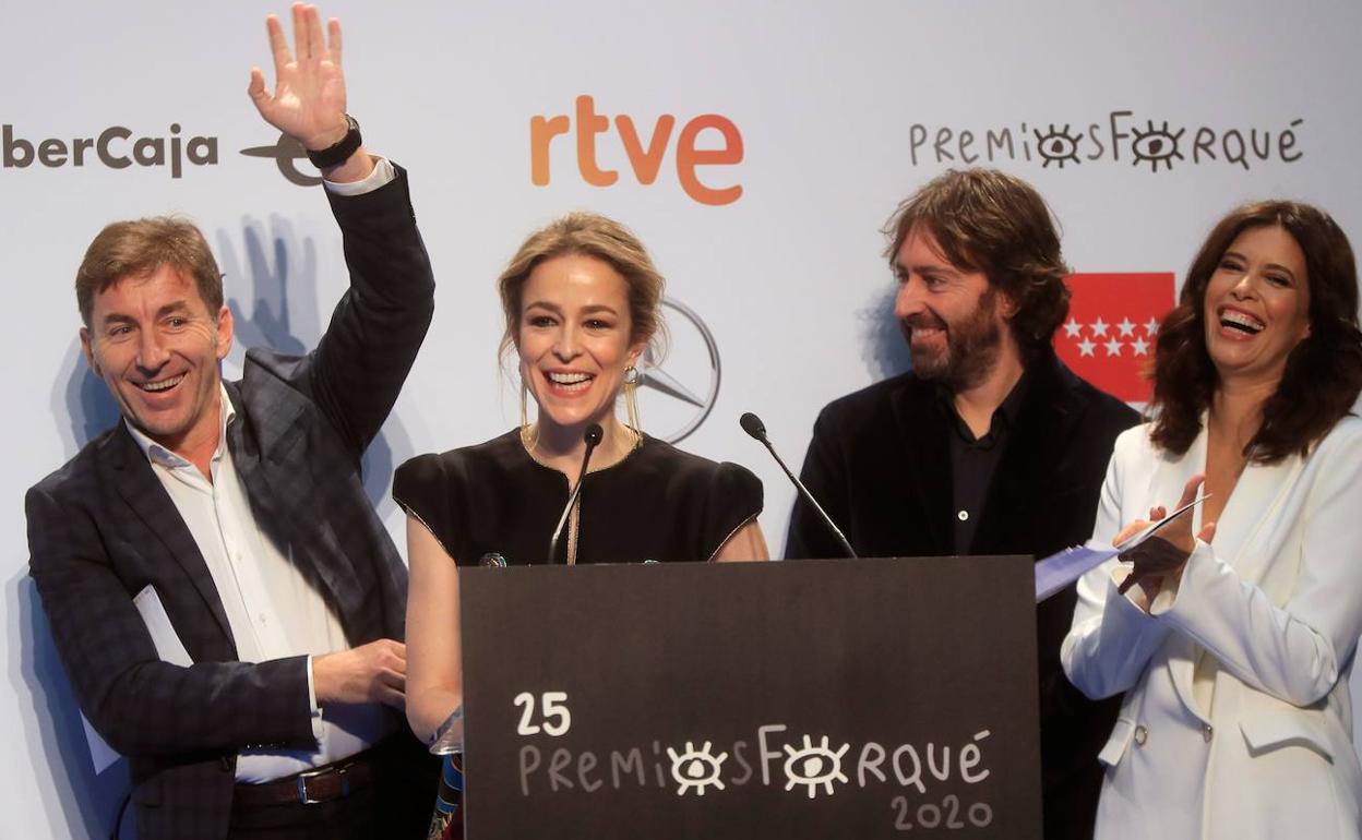 Antonio de la Torre, Silvia Abascal, Daniel Sánchez Arévalo y Angie Cepeda, en la lectura de las nominaciones. 