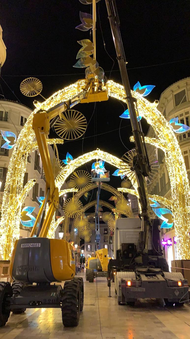 El bosque navideño en el que se convertirá este año la céntrica vía malagueña ya se encuentra casi listo. Aunque aún habrá que esperar al próximo 29 de noviembre para verlo iluminado.