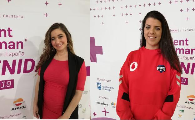 Alma S. Tapia, a la izquierda, ingeniera en la NASA, y Aidy, jugadora profesional en el equipo Vodafone Giants, que patrocina el Ayuntamiento de Málaga. 