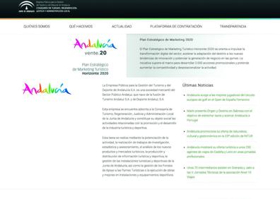 Imagen secundaria 1 - Logo del producto 'Origen y Destino' que aparece en comunicados y carteles de la gala de los Goya que se celebrará en Málaga. Vista de la página web de la Consejería de Turismo en la que queda clara la marca señera del destino andaluz. 