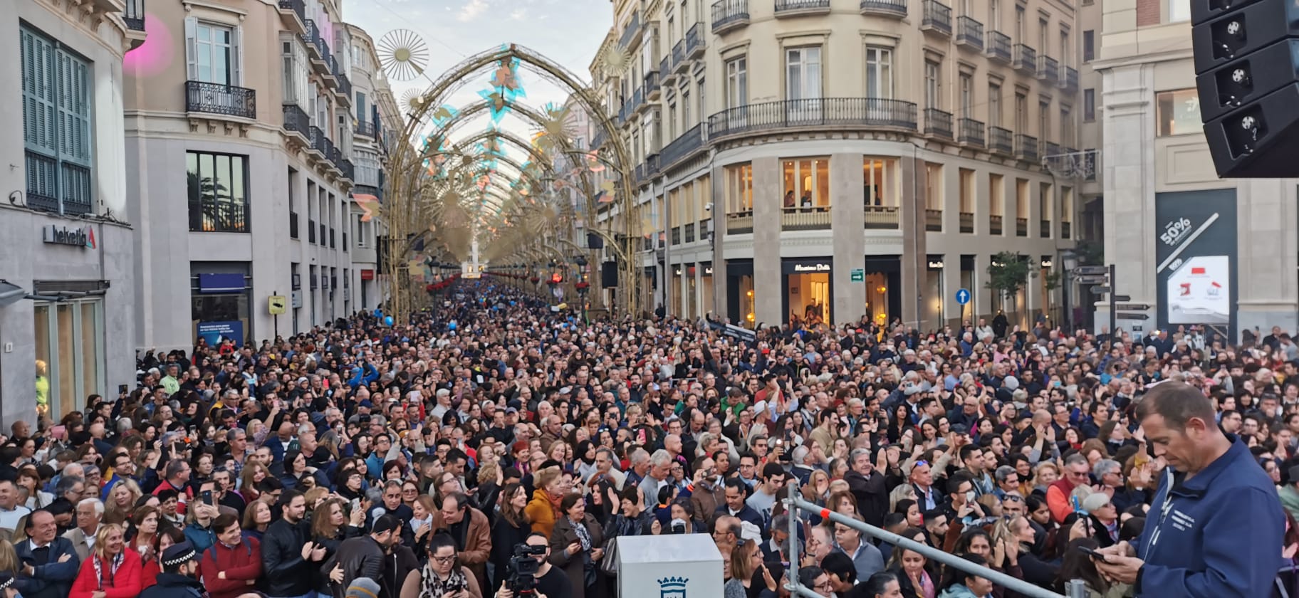 Durante los 40 días que duren los fastos navideños, la calle Larios se transformará en un bosque lleno de hojas y soles