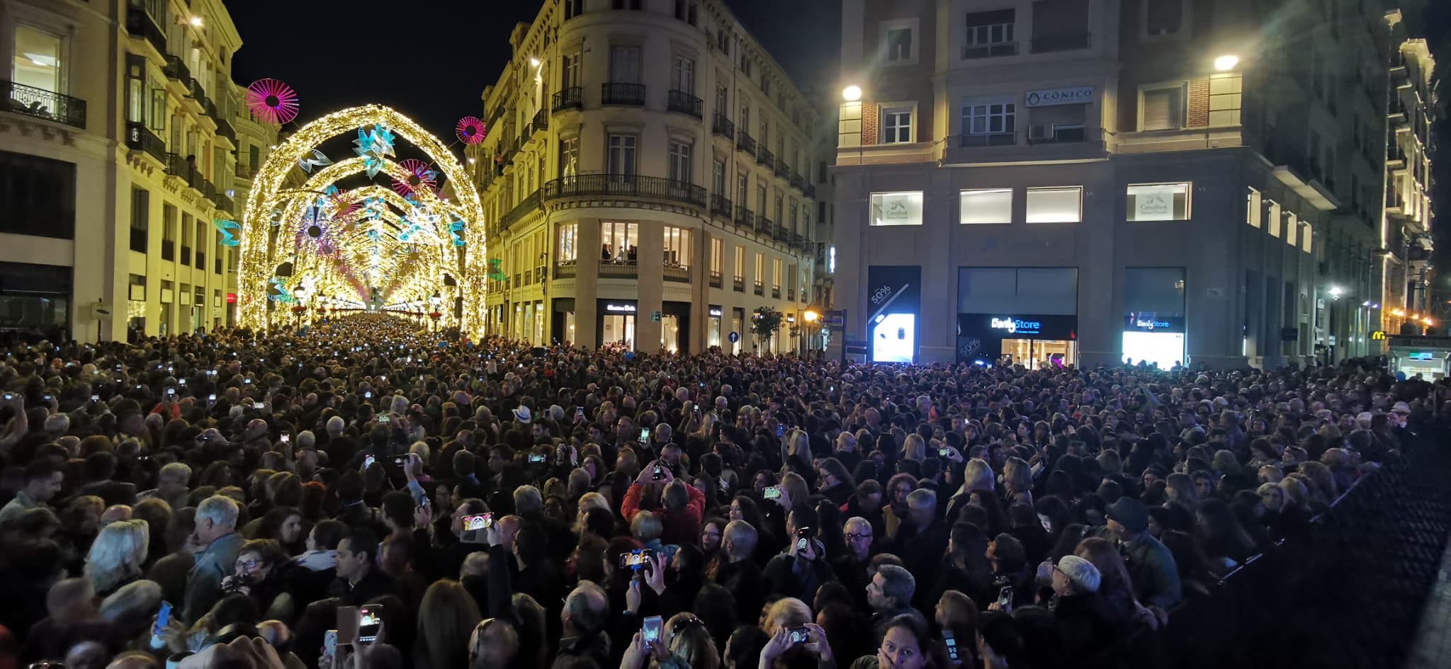 Durante los 40 días que duren los fastos navideños, la calle Larios se transformará en un bosque lleno de hojas y soles