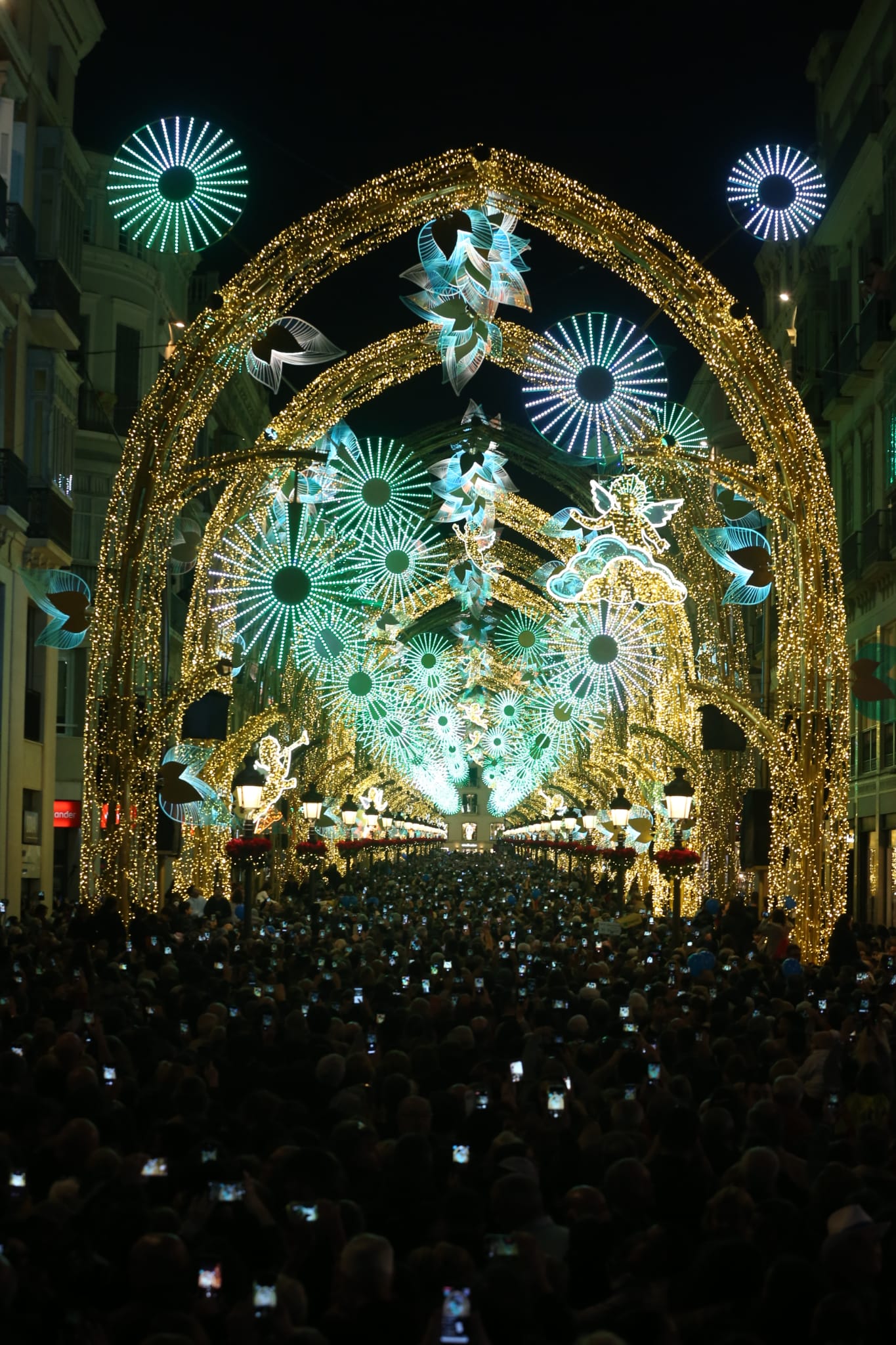 Durante los 40 días que duren los fastos navideños, la calle Larios se transformará en un bosque lleno de hojas y soles