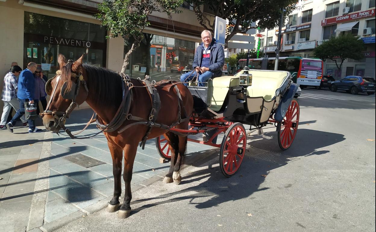 Un cochero, ayer, en la parada habilitada en la avenida Miguel Cano. 