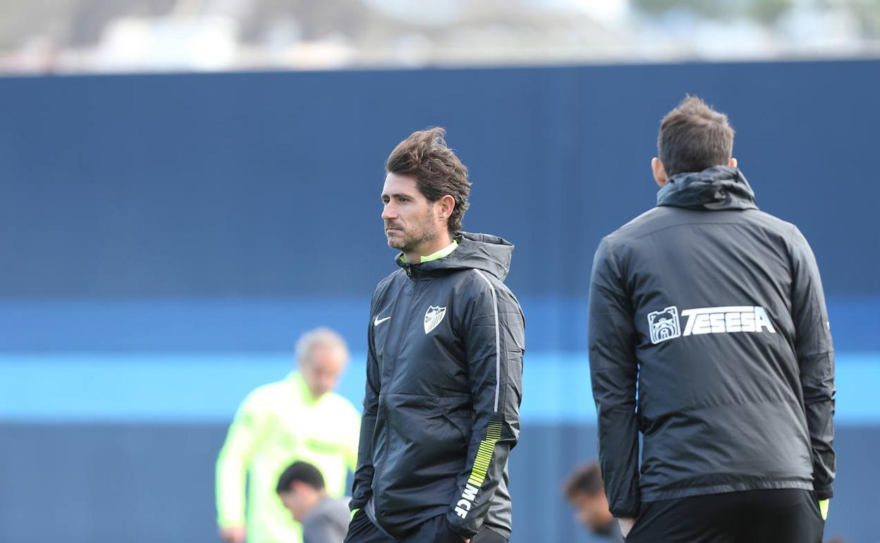 El técnico malaguista, Víctor Sánchez del Amo, en un entrenamiento reciente. 