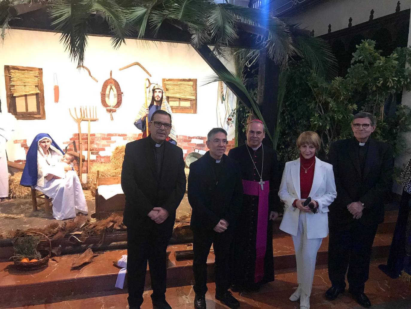 Belen viviente en la Casa Diocesana, inaugurado el sábado 14 de diciembre por el obispo de Málaga, Jesús Catalá, y el alcalde Francisco De la Torre.