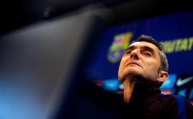 Ernesto Valverde, durante la rueda de prensa previa al partido contra el Alavés. 