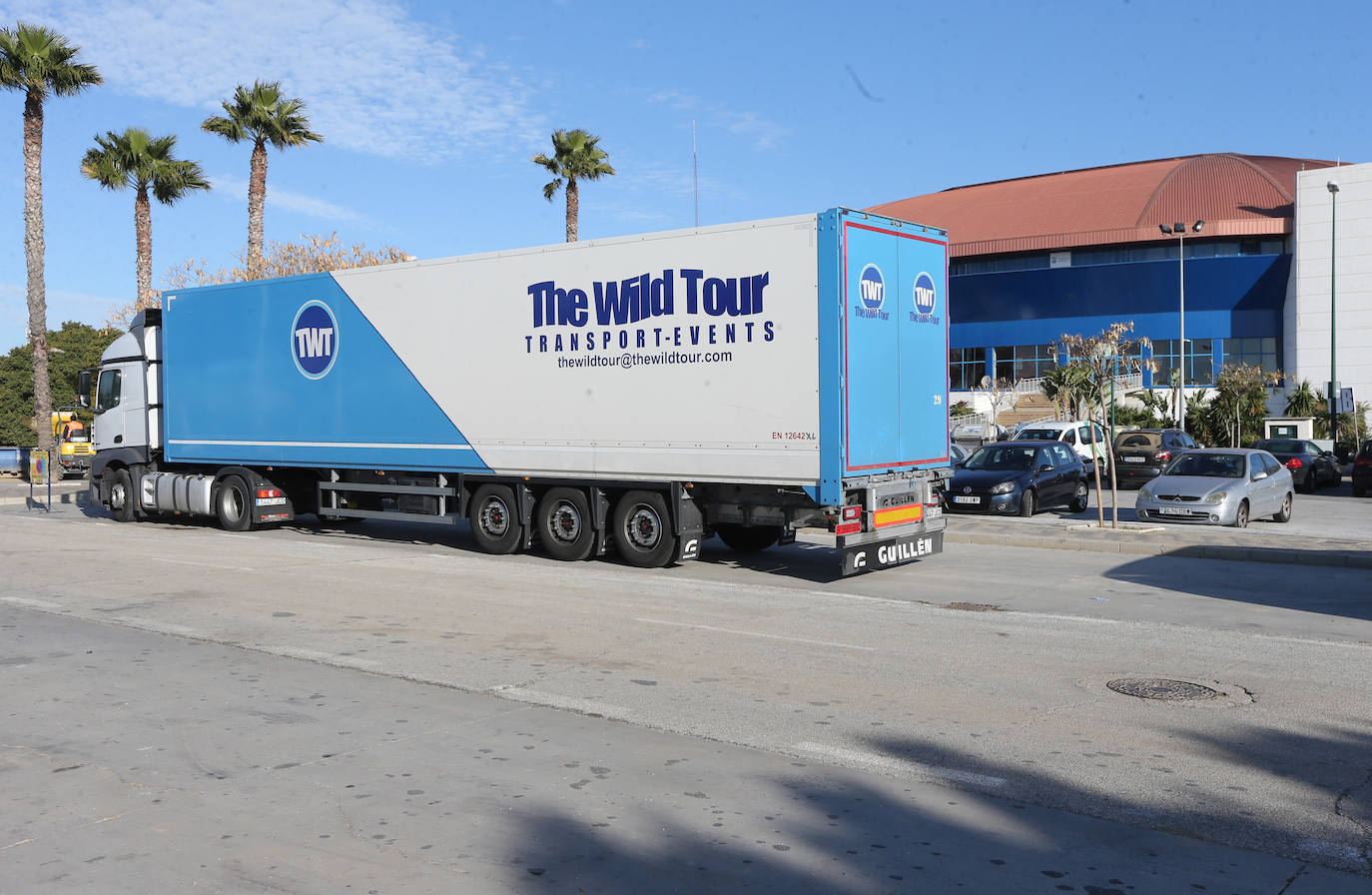 Preparativos para la gala, ayer en el Martín Carpena 