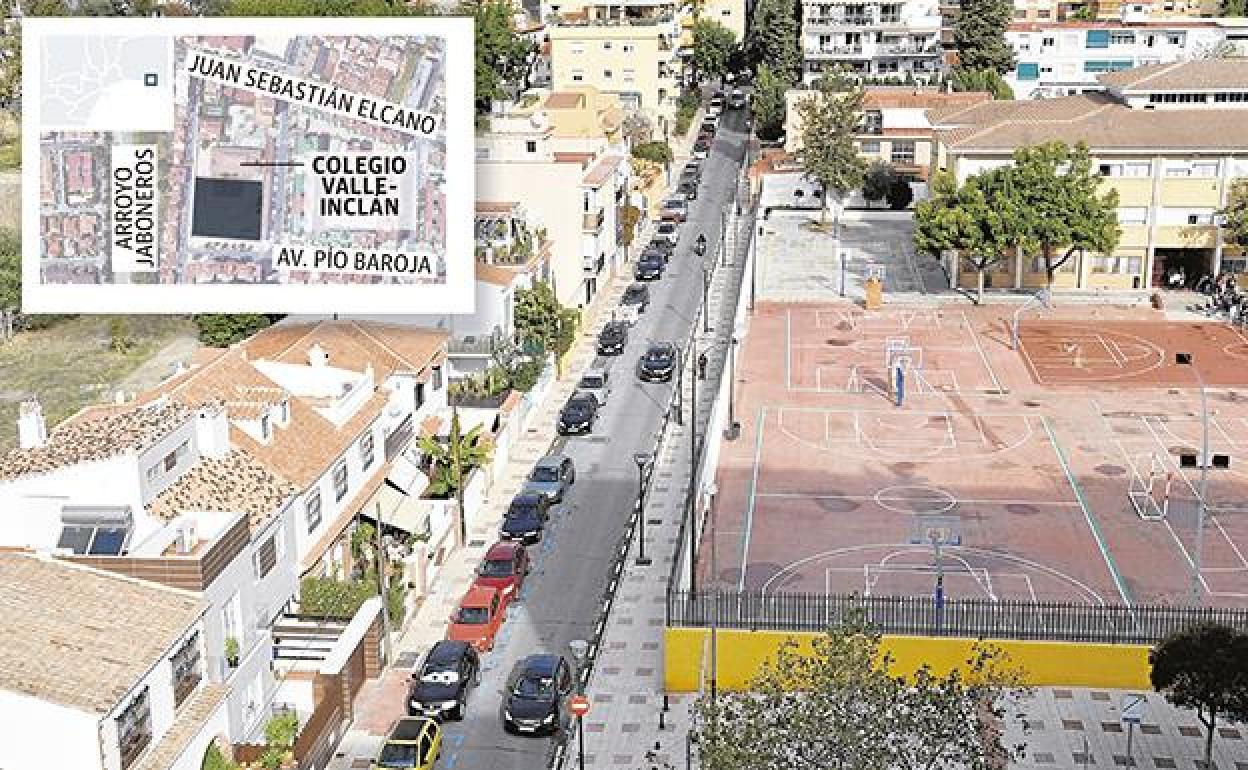 El 'parking' proyectado se ubicaría bajo las pistas deportivas del colegio Valle-Inclán. 