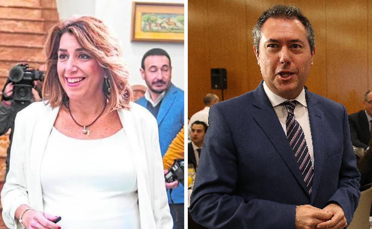 La secretaria general del PSOE de Andalucía, Susana Díaz, y, a la derecha, el alcalde de Sevilla, Juan Espadas. 