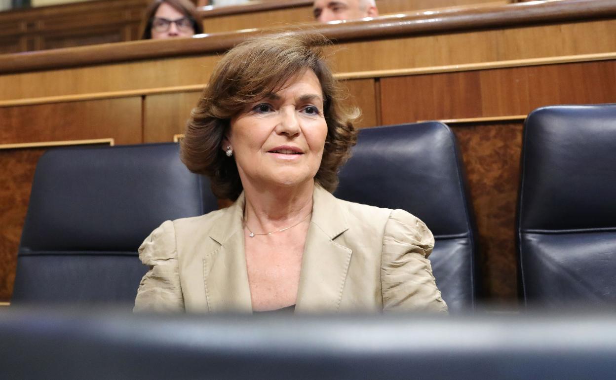 Carmen Calvo, en el Congreso. 